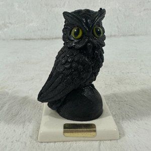 Vintage Black Owl on ceramic base crafted from Pennsylvania Coal Dust